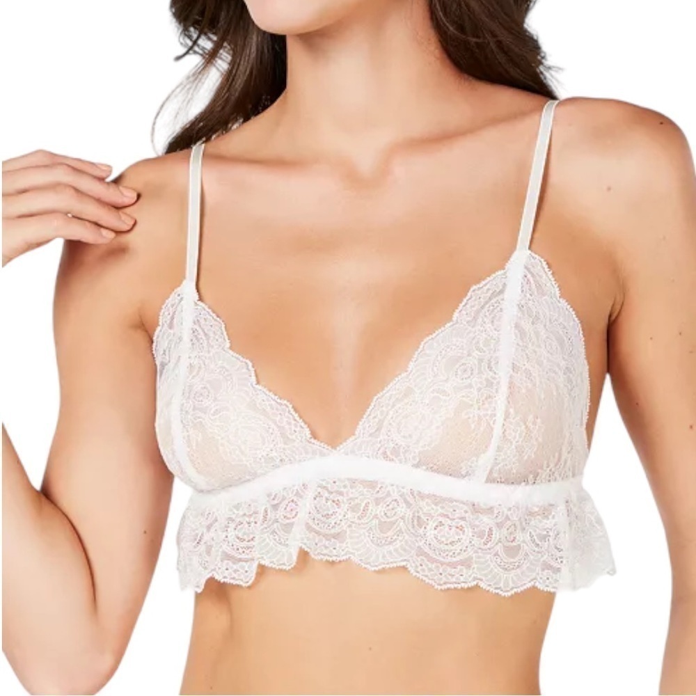 Hanky‎ Panky Julia White XS Ruffled Lace Bralette 977531